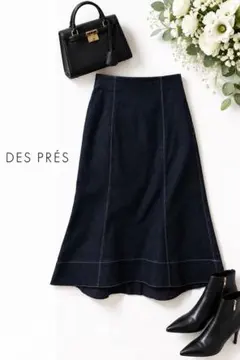 DES PRÉS デプレ ストレッチ デニム ロングスカート インディゴ