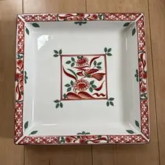 有田焼　大皿　角皿　醍醐窯　赤　25センチ角