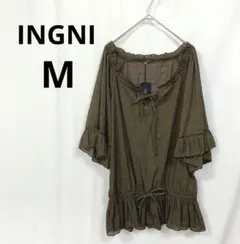 ✨️タグ付新古品✨️イング▶シアーチュニック 茶色 フリル リボン M