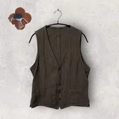 LARDINI ラルディーニ 4者混 シルク リネン ジレ ベスト 茶 46のサムネイル