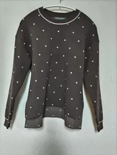 新品タグつき　LAURA ASHLEY　ドット柄ニットサイズM　 ブラウン
