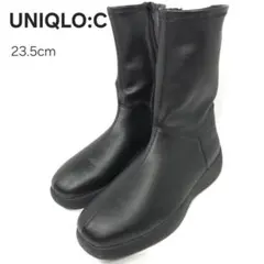 【美品】ユニクロ　ショートブーツ　23.5㌢ サイドジップ　厚底　ブラック