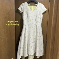 プロポーションボディドレッシング　花柄ジャガードワンピース　レモンイエロー