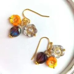 ❤SALE❤7782 フラワー チェコビーズ ニッケルフリーピアス