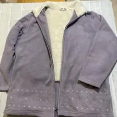 パープル フリースジャケット ファー付き襟