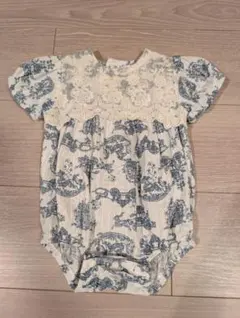 【Cottoli】花柄レース付きロンパース(70サイズ)