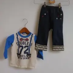 DOUBLE.B クマデザイン Tシャツとデニムパンツセット