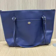 美品 COACH コーチ トートバッグ ブルー ネイビー 大容量 レザーのサムネイル