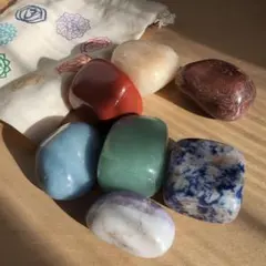 7チャクラ　タンブル　セット　ポーチ付き