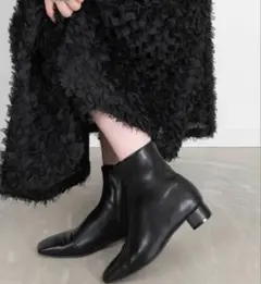 RANDA 晴雨兼用 スクエアトゥベーシックブーツ　ショート　黒　L