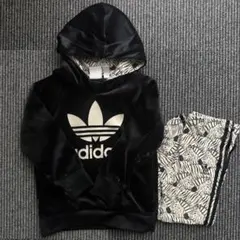 adidas アディダス パーカー　パンツ　セットアップ サテン 100