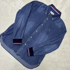 【極美品/XL】ザダファーオブセントジョージ デニムシャツ リブ切替 刺繍ロゴのサムネイル