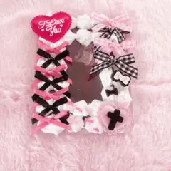 ホイップデコ トレカケース 量産型 リボン ハート 平成女児 ピンク 黒 地雷