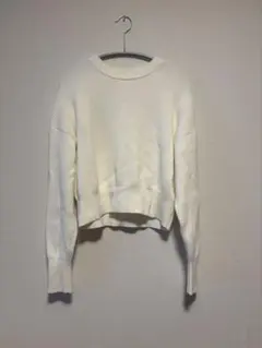 無印　クルーネックセーター　ホワイト