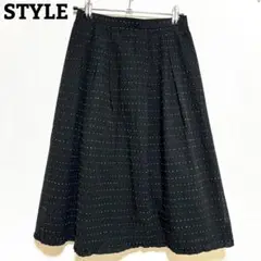 STYLE ドットジャガードフレアスカート 膝丈 膝下 ブラック 黒 日本製7