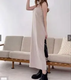 GRL カップ付きバックスリットテレコリブキャミワンピース[rut920]