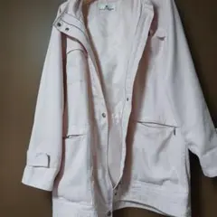 courrèges 美品ピンクジャケット フード付ポケット4ロゴ入ボタンファスナ