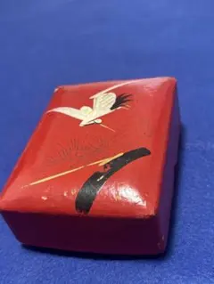 レトロ 鶴 松 張子小物入れ 赤 昭和レトロ