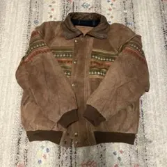 豚革　ジャケット　スウェードジャケット　裏地ボア　チェック