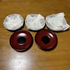 茶卓木製　総朱緣黒　４０日の出茶托　５枚