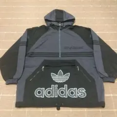 【adidas】フード付きウェア美品・ダークグレー/ブラック【上下セット】