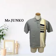zG2060【L】Mr.JUNKO ポロシャツ ストライプ柄 切り替え 半袖のサムネイル