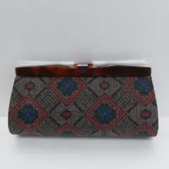 大島紬　クラッチバック　着物バッグ　2WAY　ハンドバッグ　がま口　和装小物