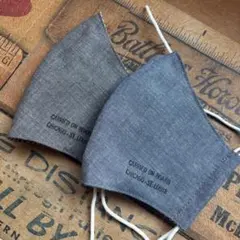 ハンドメイド布マスク★9988 大人用 ダンガリー ブルー ブラック 黒系