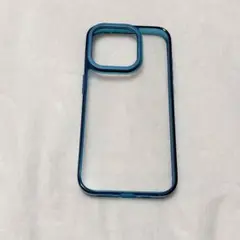 TPUバンパー 背面クリア PC iPhone 15 Pro ケース　水色