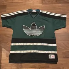 90s　adidas　ゲームシャツ　L　刺繍　デサント　日本製　フットボール