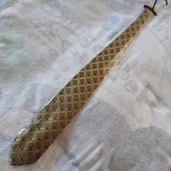 ネクタイジュンアシダ junashidaゴールドネイビーチェック柄クリーニング済