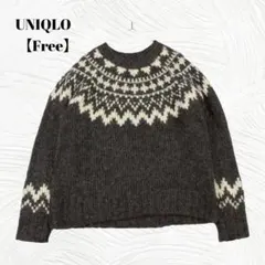 UNIQLO　ユニクロ【Free】ノルディック柄 クルーネックニット セーターのサムネイル