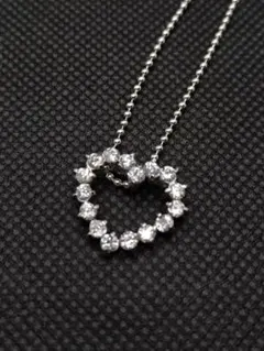 シルバー925 ジルコニア ハートネックレス (ボールチェーン)