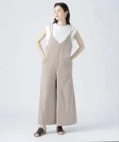 ビームスハート　オールインワンサロペット　ベージュ