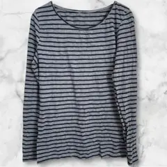 ⭐️早い者勝ち⭐️【S】 ボーダー 長袖 Tシャツ レディース カジュアル グレー