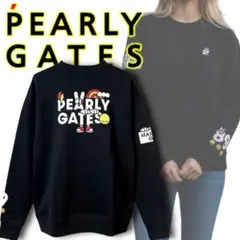 0 パーリーゲイツ 日本製 どうしちゃったPG スウェット トレーナー 黒