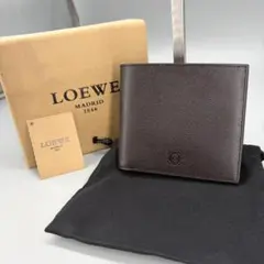 LOEWE　二つ折り財布　バイフォールド　アナグラム刻印　ラムスキン　羊革　黒 LOEWE 二つ折り財布 バイフォールド アナグラム刻印 ラムスキン 羊革