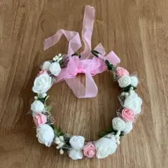 ピンクとホワイト花冠・キッズ・結婚式やパーティーに