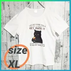 【新品】 可愛い 　猫　プリント　Tシャツ　イラスト　XL　ホワイト 猫Tシャツ
