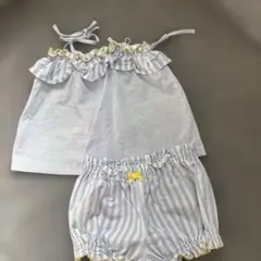 gelatopiqué フリル付きストライプセット アップ80-90