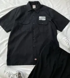ディッキーズ Lサイズ ワークシャツ 黒 Tシャツ 企業 半袖 夏服