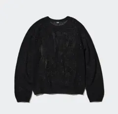 ユニクロ 3Dメッシュクルーネックセーター L サイズ　ブラック