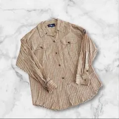 ラルフローレン　長袖シャツ　ブラウン　チェック柄　綿100% Sサイズ