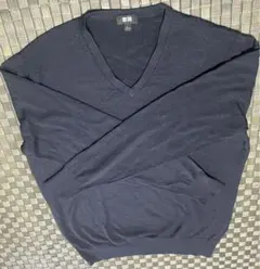 ネイビー Vネック セーター 100%毛