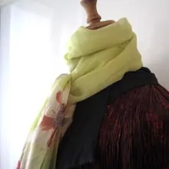 美品　NINA RICCI／ニナリッチ★　花柄 薄手　シフォン　シルクストールのサムネイル