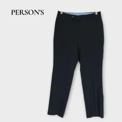 パーソンズ ウール混 スラックス テーパード YA4 M相当 ブラック 洗える