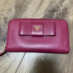 PRADA ピンク サフィアーノ 長財布 リボン