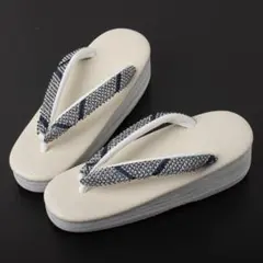 ≪菱屋カレンブロッソ×正絹絞り生地鼻緒≫カフェ草履 M寸 no.3421