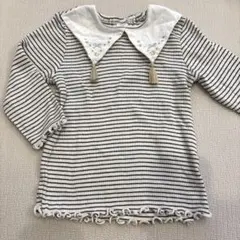 襟付き長袖ボーダートップス〈90〉