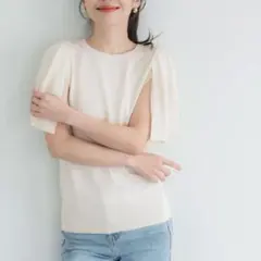 coca◆シャリ感レーヨンケープニット◆アイボリーのサムネイル